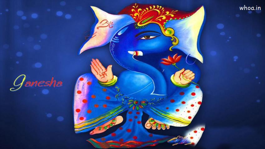 Lord Ganesha Blue Color Art Painting