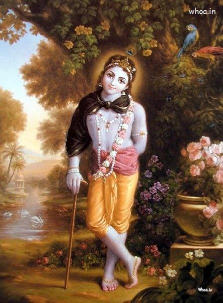Lord Krishna Natural Painting For Happy Janmashtami