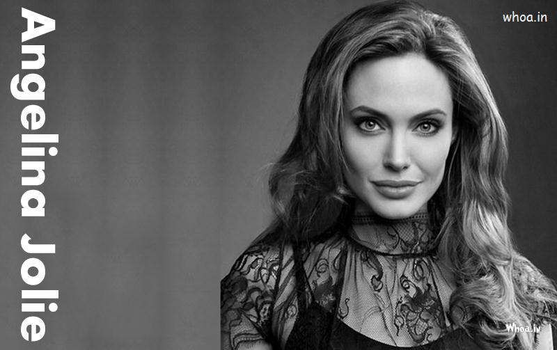 Angelina Jolie Black And White Wallpaper