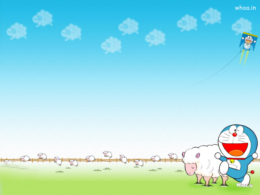 Doraemon With Sheep Hd Wallpaper