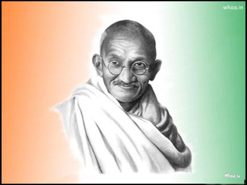 Mahatma Gandhi In Indian Flag