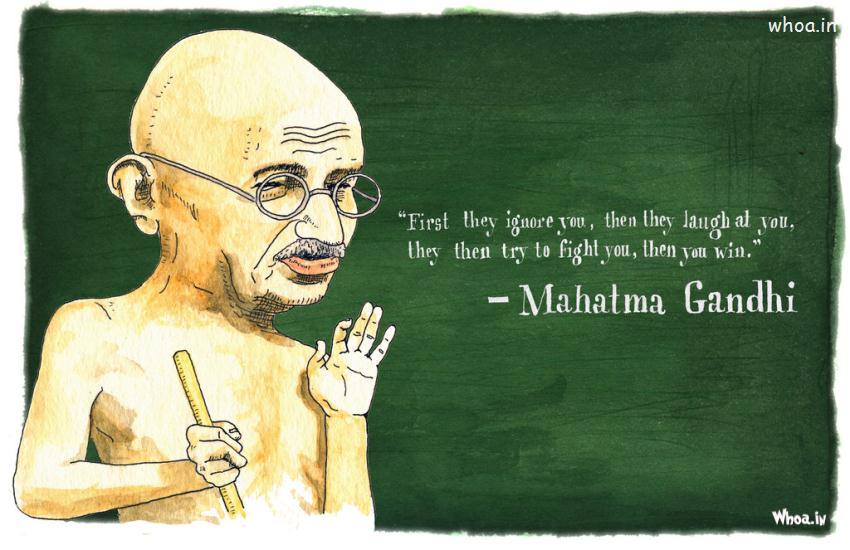 Mahatma Gandhi Oil Painting With Quote