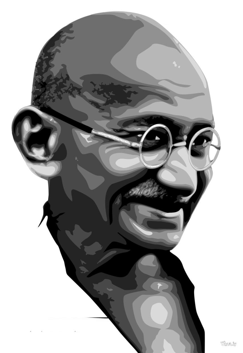 Mahatma Gandhi Painting White Hd Wallpaper
