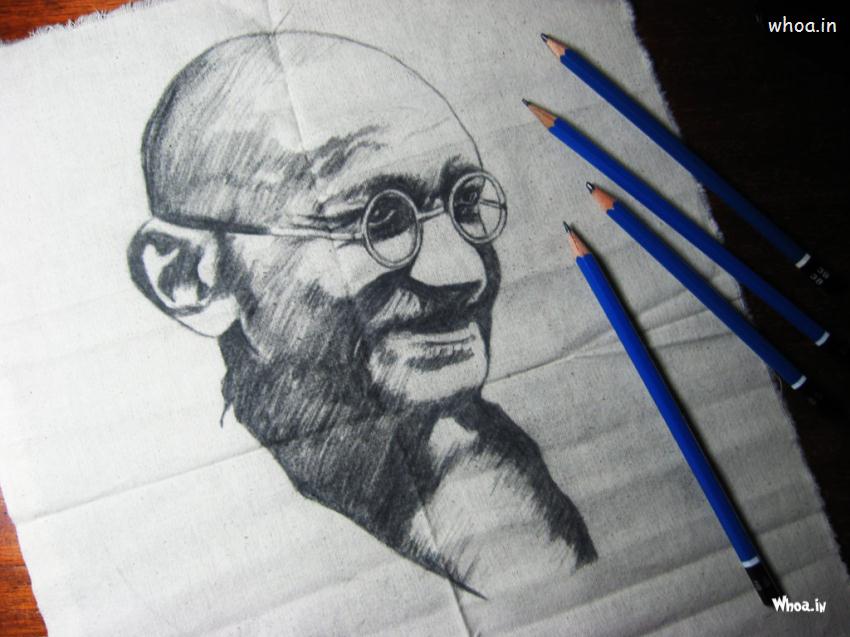 Mahatma Gandhi Pencil Art Painting