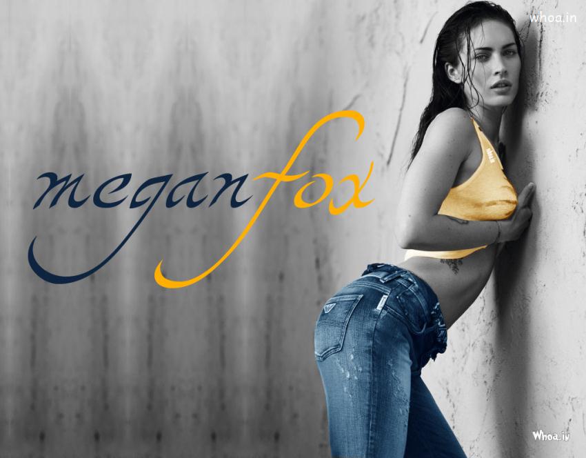 Megan Fox In Yellow Top And Blue Jeans