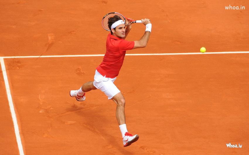 Roger Federer In Red T Shirt