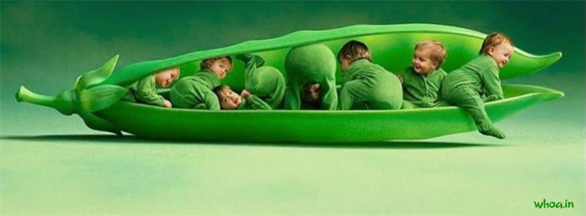 Green Color Babies Facebook Cover