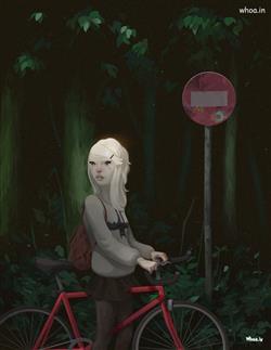 illustration art design for bicycle girl