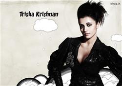 trisha krishnan in black dress with short hair