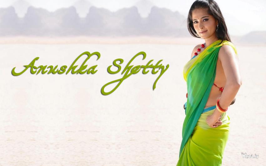 Anushka Shetty Hot Photoshoot In Yellow And Green Saree