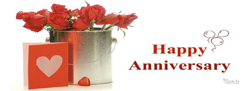 Happy Anniversary Red Rose Bouquet Fb Cover