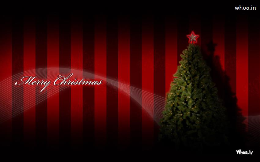 Red Wallpaper With Christmas Tree