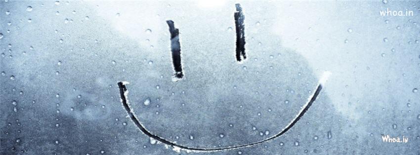 Smiley Face On A Wet Glass Facebook Cover