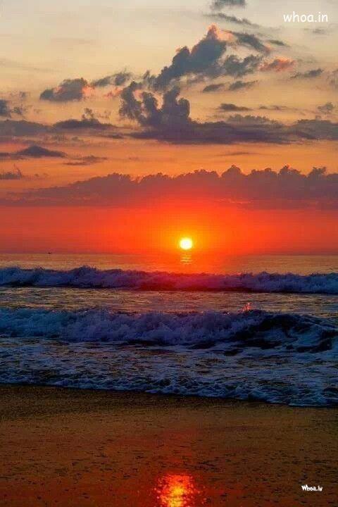 Sun Rise On Sea Shore Natural Hd Wallpaper