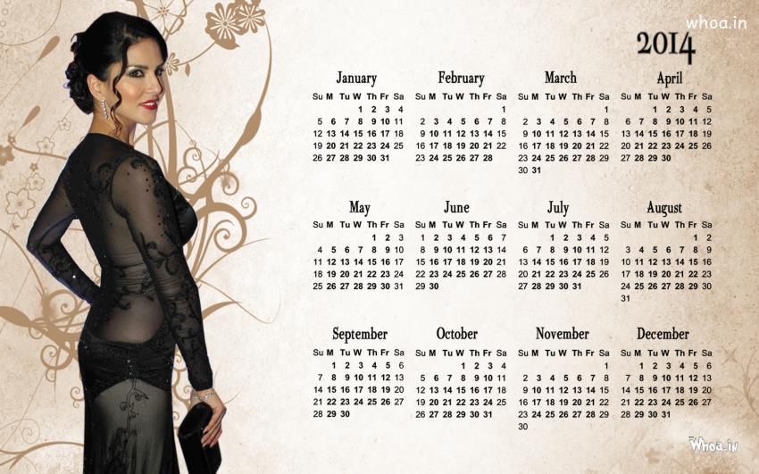 2014 Calender With Sunny Leone Wallpaper
