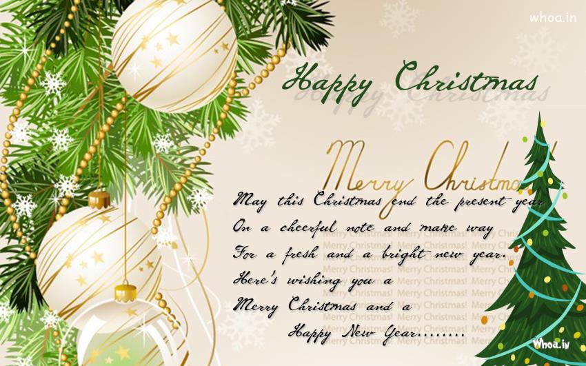 Happy Merry Christmas Greeting Cards With Christmas Tree Balls