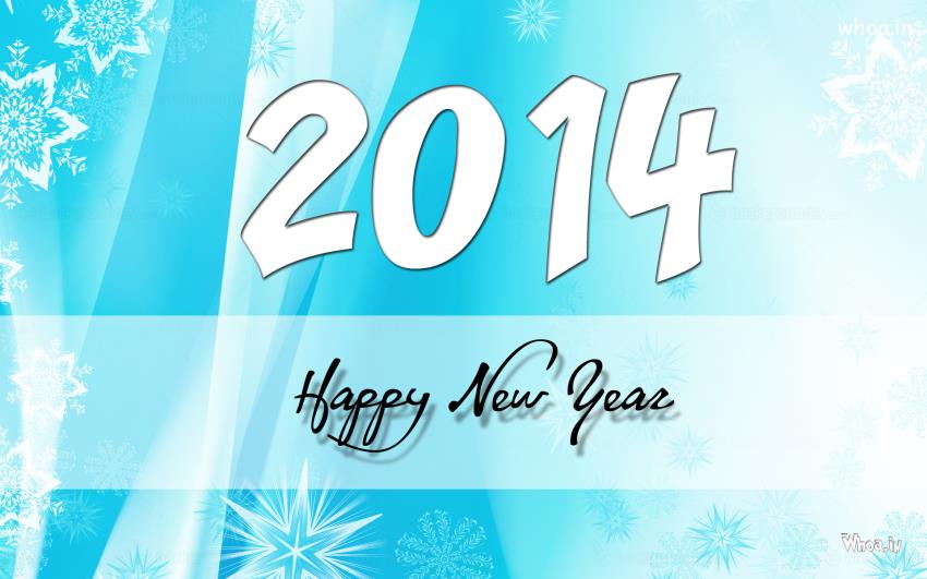Happy New Year 2014 Light Blue Background Wallpaper