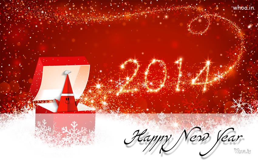 Happy New Year 2014 Red Christmas Lights Wallpaper
