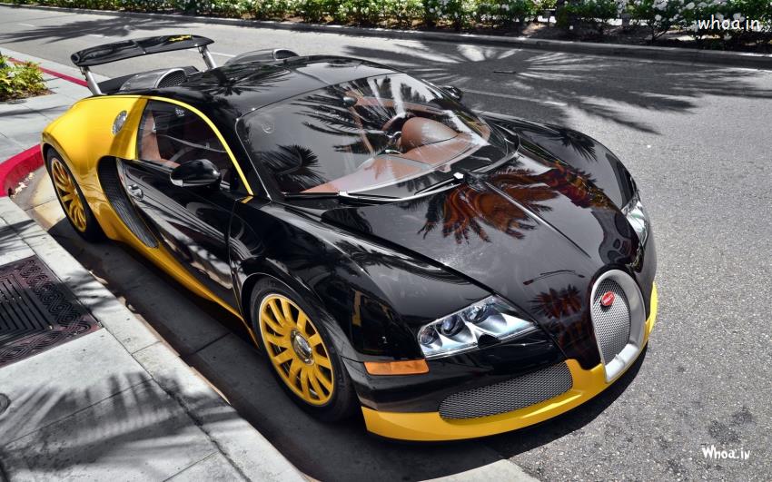 Black And Yellow Color Bugatti Car