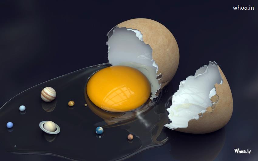 Broken Egg And Planet Hd Wallpaper