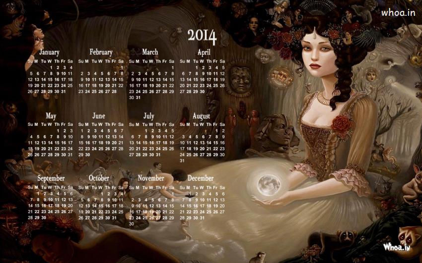 Calendar 2014 With Dreamy Girl Wallpaper #222
