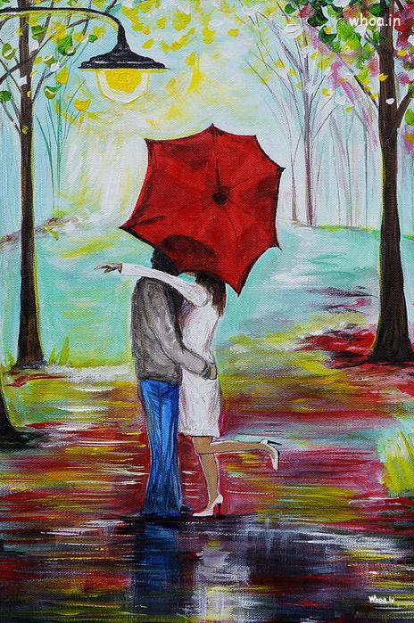 Couple Kiss Colorful Hand Painting