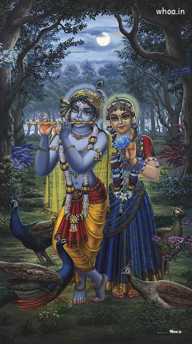 Krishna Playing Flute With Radha With Phineas