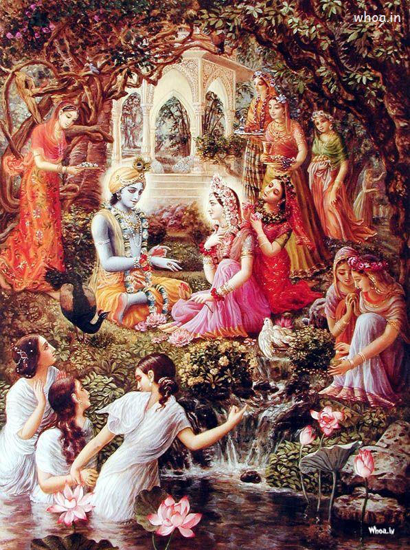 Lord Krishna And Radha Marriage Painting