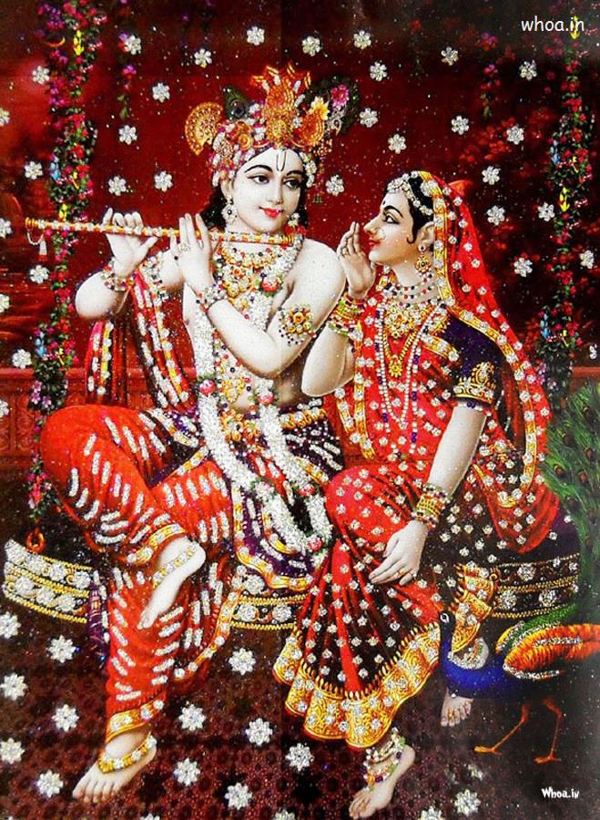Radha And Krishna Sitting On A Jula Creative Hand Painting