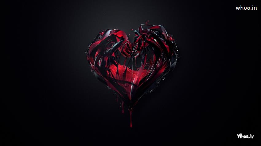 Red Criative Heart With Dark Hd Wallpaper