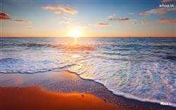 natural sunrise on seashore hd wallpaper