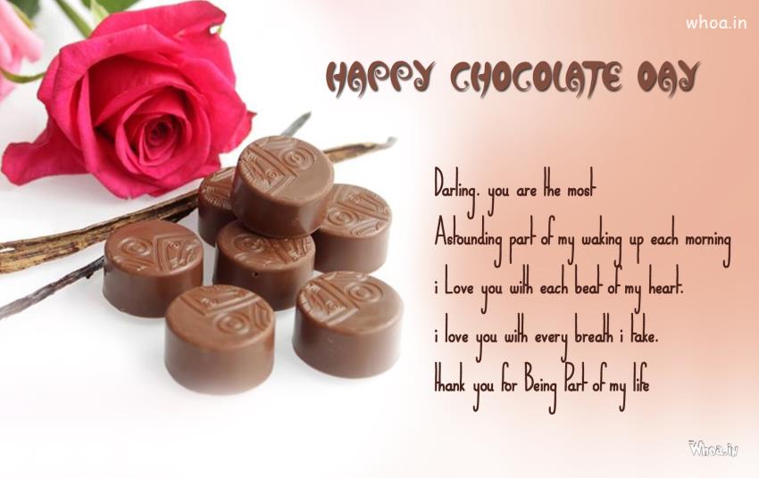 Happy Chocolate Day Greetings With Round Shape Chocolates