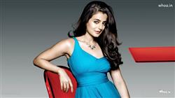 Amisha Patel Blue Top with Face Closeup Wallpaper
