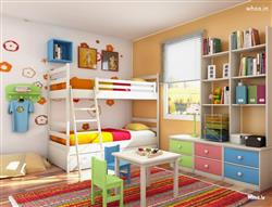 Cute Kid Room Creative Orange & White With Colorful Striped Design