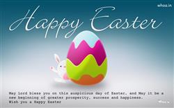 Easter Greetings in Blue Background Wallpaper