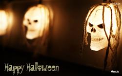 Happy Halloween with Lighting Skull HD Wallpaper