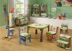 Kids Room with Dinosaur Furniture and small Dinosaur shape of chair & table