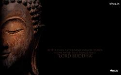 Lord Buddha Face Closeup and Quote with Dark Background Wallpaper