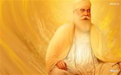 Lord Guru Nanak With Yellow Background HD Wallpaper