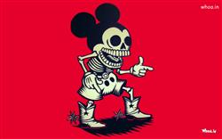 Mickey Mouse Skull with Red Background Wallpaper