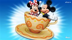 Mickey and Minnie Mouse in Tea Cup HD Wallpaper