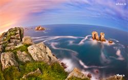 Natural Sea View with Mountain HD Photoshoot Desktop Wallpaper