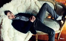 Robert Pattinson Blue Suit and Laying on Chair