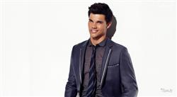 Taylor Lautner Blue Suit with White Background