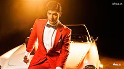 Varun Dhavan Red Suit with White Luxury Car Wallpaper