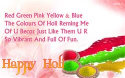 Happy Holi Greetings With Red Green Pink Yellow And Blue The Color Of Holi