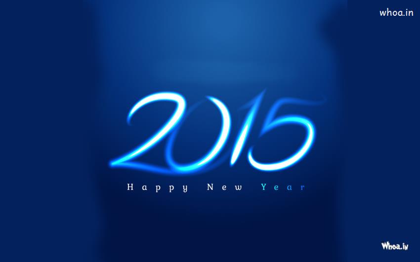 2015 Happy New Year Wishes With Blue Background Wallpaper