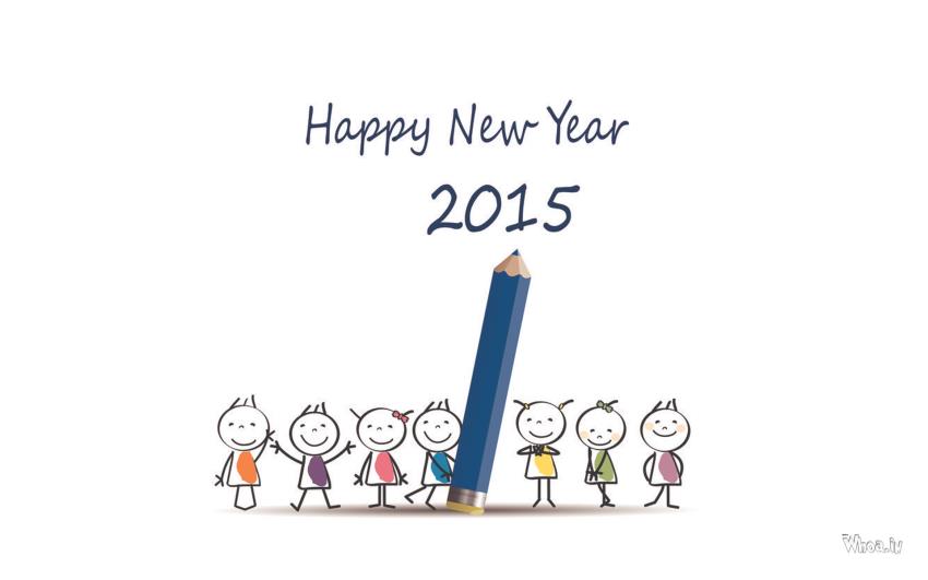 2015 Happy New Year With Funny Character Wallpaper
