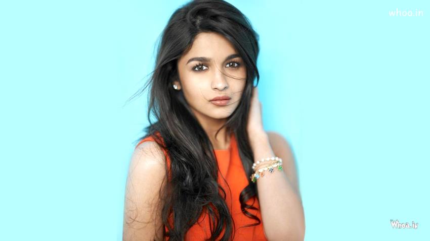 Alia Bhatt Face Closeup In Orange Dress HD Image