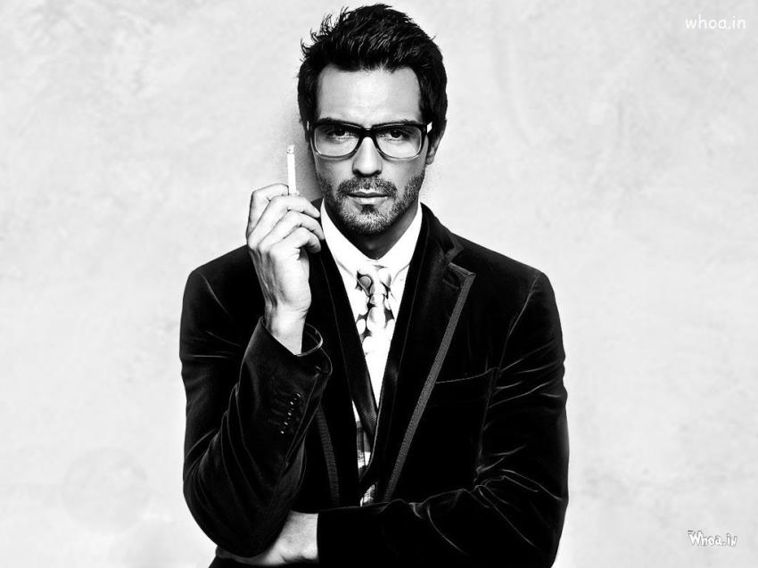 Arjun Rampal Black Suit With Black And White Wallpaper